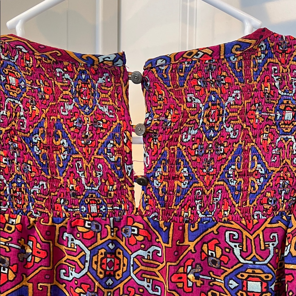 Anthropologie Red and Blue Patterned Blouse - Picture 4 of 6